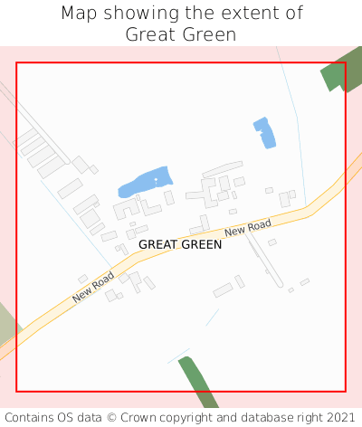 Map showing extent of Great Green as bounding box