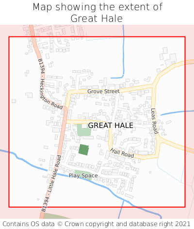 Map showing extent of Great Hale as bounding box