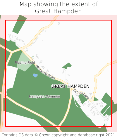Map showing extent of Great Hampden as bounding box