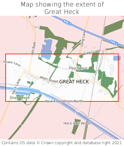 Map showing extent of Great Heck as bounding box
