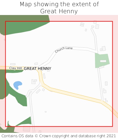 Map showing extent of Great Henny as bounding box