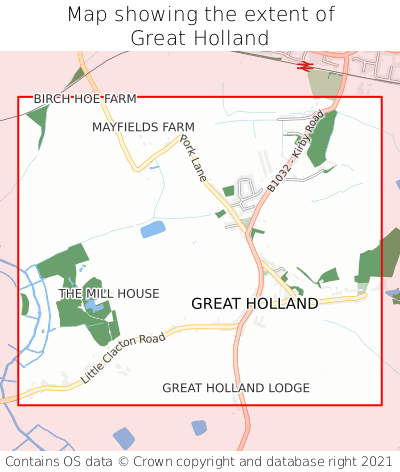 Map showing extent of Great Holland as bounding box