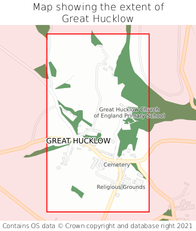 Map showing extent of Great Hucklow as bounding box