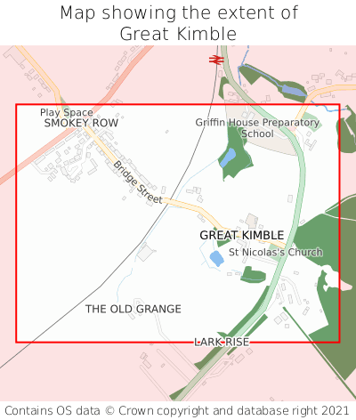 Map showing extent of Great Kimble as bounding box
