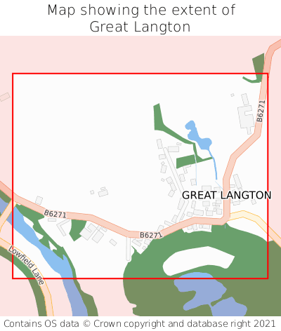Map showing extent of Great Langton as bounding box