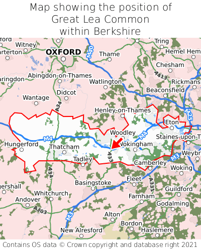 Map showing location of Great Lea Common within Berkshire
