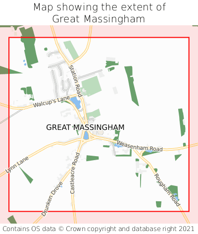Map showing extent of Great Massingham as bounding box