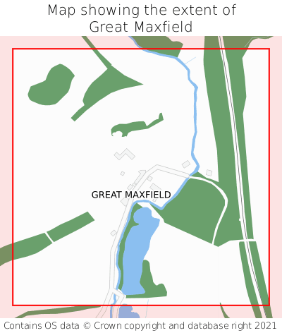 Map showing extent of Great Maxfield as bounding box
