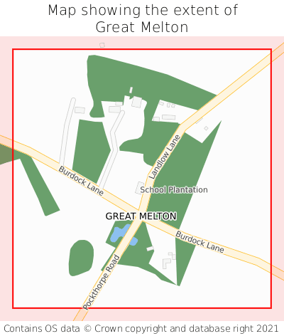 Map showing extent of Great Melton as bounding box