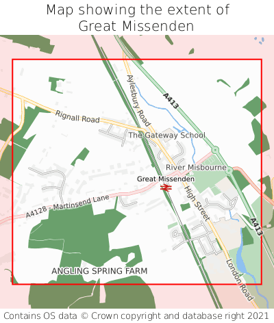 Map showing extent of Great Missenden as bounding box