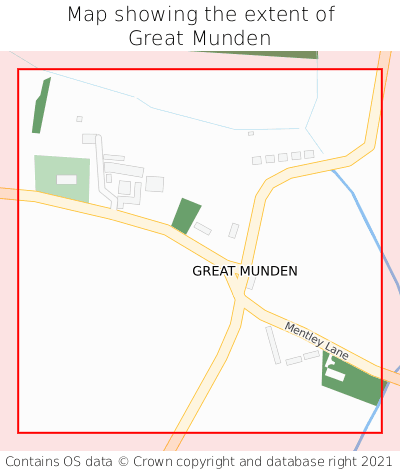 Map showing extent of Great Munden as bounding box