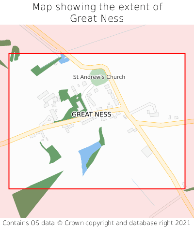 Map showing extent of Great Ness as bounding box