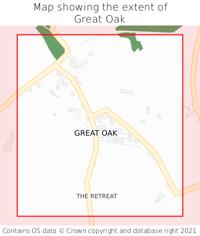 Map showing extent of Great Oak as bounding box