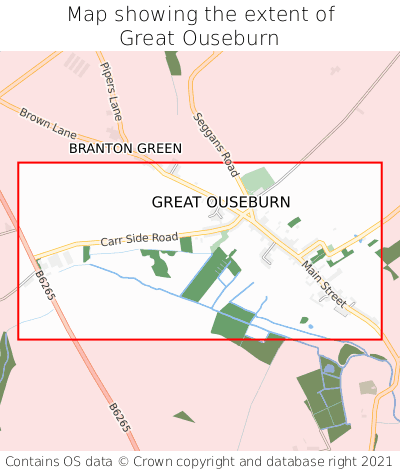Map showing extent of Great Ouseburn as bounding box