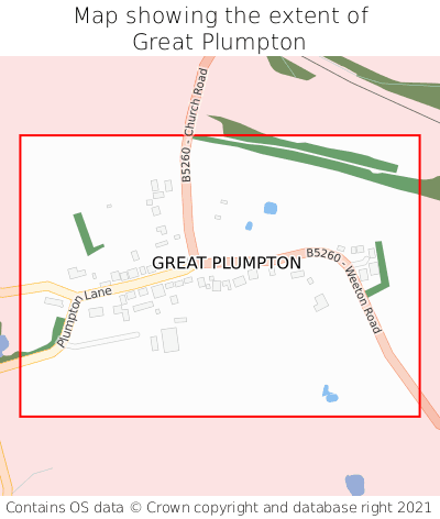 Map showing extent of Great Plumpton as bounding box