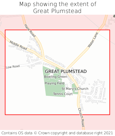 Map showing extent of Great Plumstead as bounding box