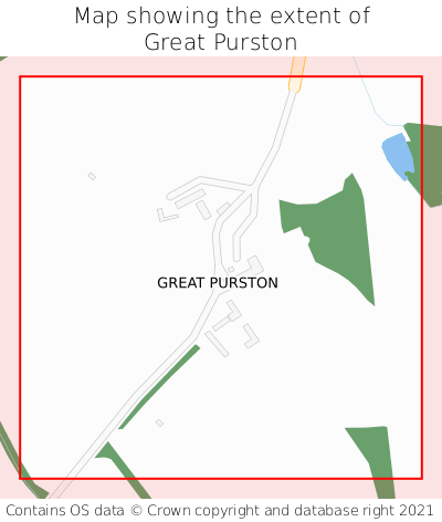 Map showing extent of Great Purston as bounding box