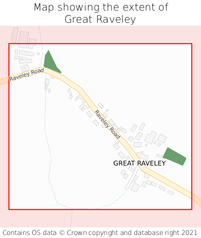 Map showing extent of Great Raveley as bounding box