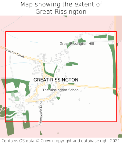 Map showing extent of Great Rissington as bounding box