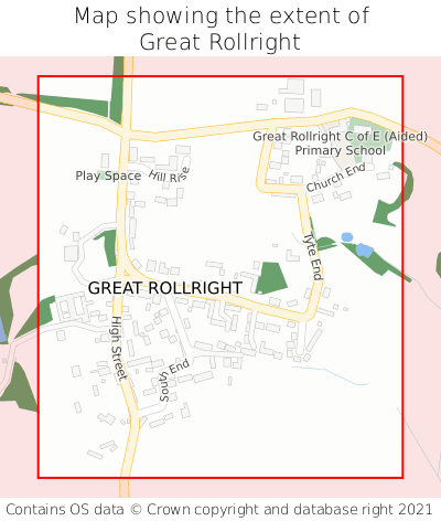Map showing extent of Great Rollright as bounding box