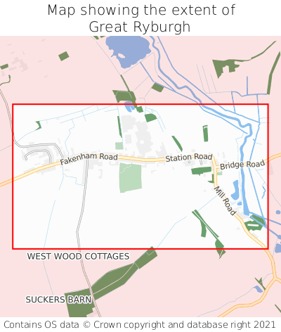 Map showing extent of Great Ryburgh as bounding box