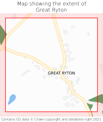 Map showing extent of Great Ryton as bounding box