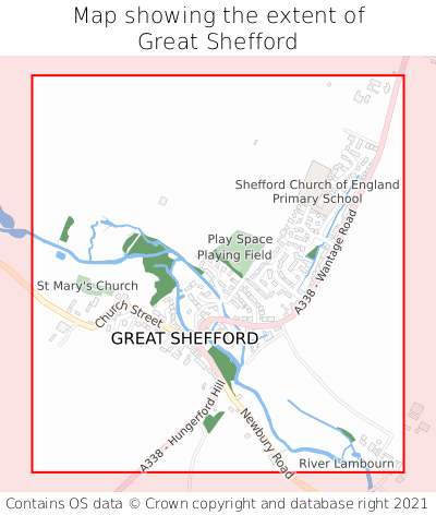 Map showing extent of Great Shefford as bounding box