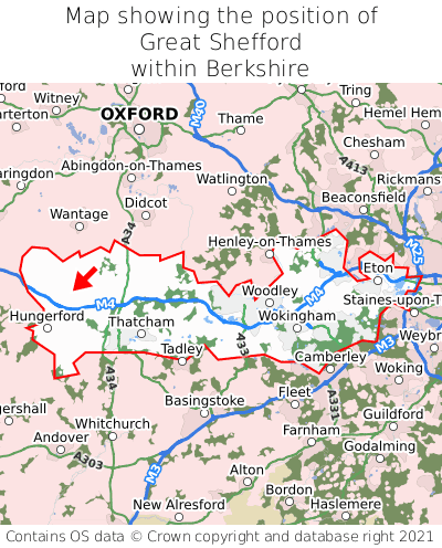 Map showing location of Great Shefford within Berkshire