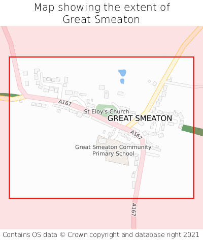 Map showing extent of Great Smeaton as bounding box