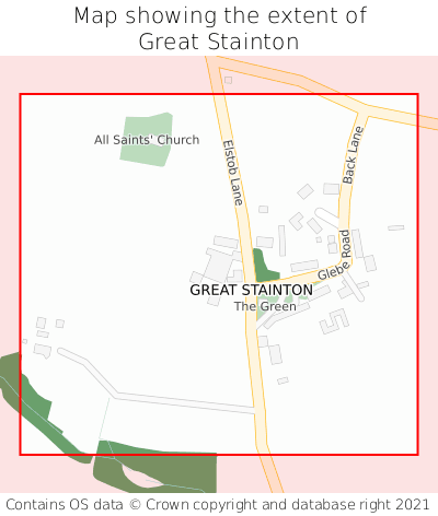 Map showing extent of Great Stainton as bounding box