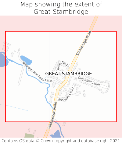 Map showing extent of Great Stambridge as bounding box