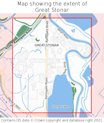 Map showing extent of Great Stonar as bounding box