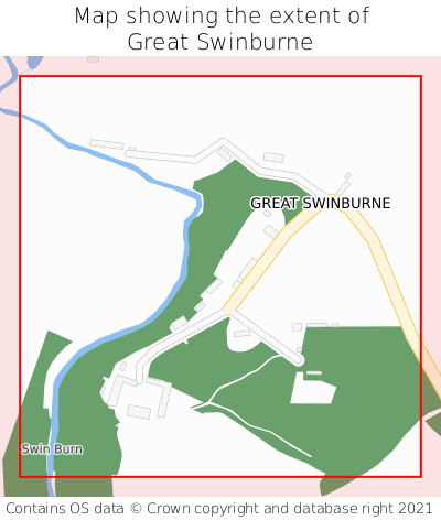 Map showing extent of Great Swinburne as bounding box