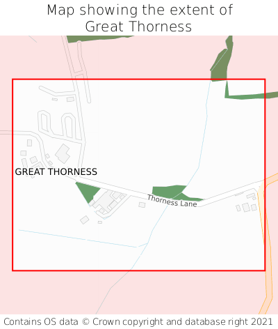 Map showing extent of Great Thorness as bounding box