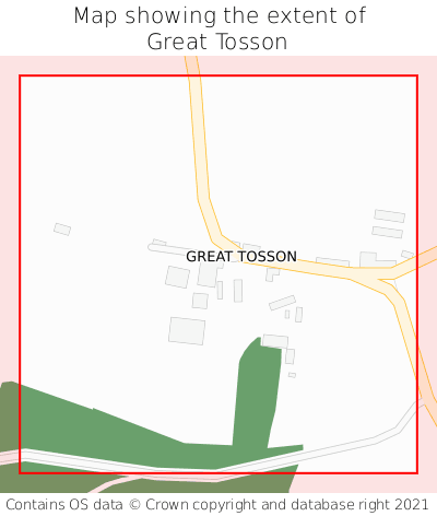 Map showing extent of Great Tosson as bounding box