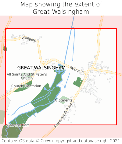 Map showing extent of Great Walsingham as bounding box