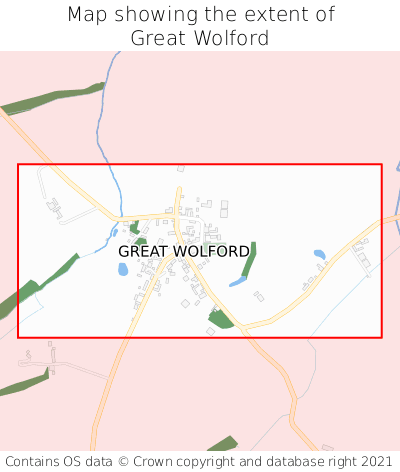 Map showing extent of Great Wolford as bounding box
