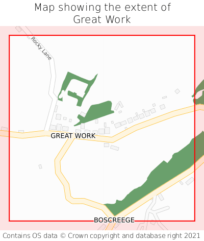 Map showing extent of Great Work as bounding box