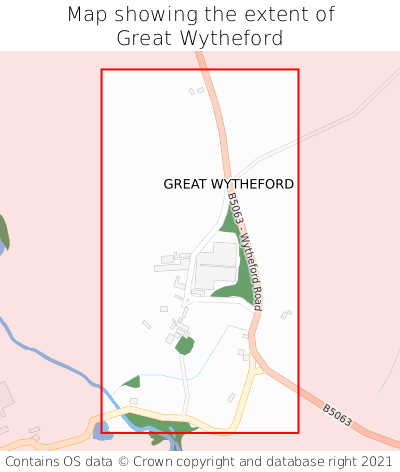 Map showing extent of Great Wytheford as bounding box