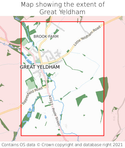 Map showing extent of Great Yeldham as bounding box