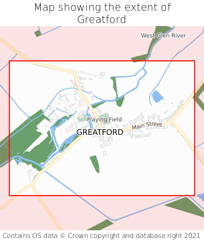 Map showing extent of Greatford as bounding box