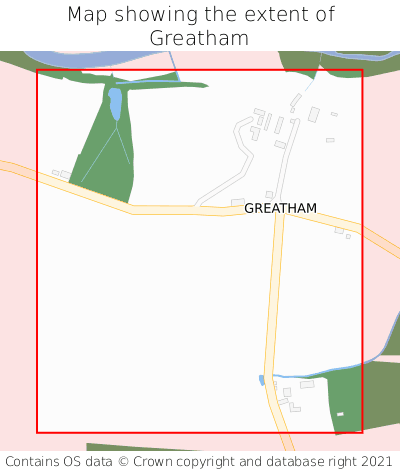 Map showing extent of Greatham as bounding box