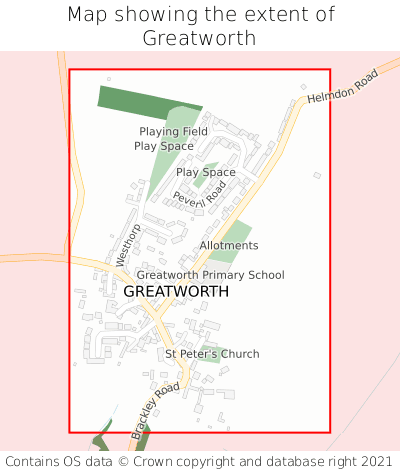 Map showing extent of Greatworth as bounding box