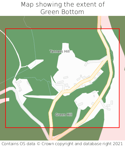 Map showing extent of Green Bottom as bounding box