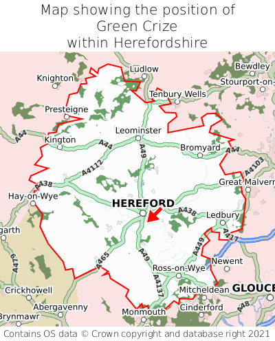 Map showing location of Green Crize within Herefordshire
