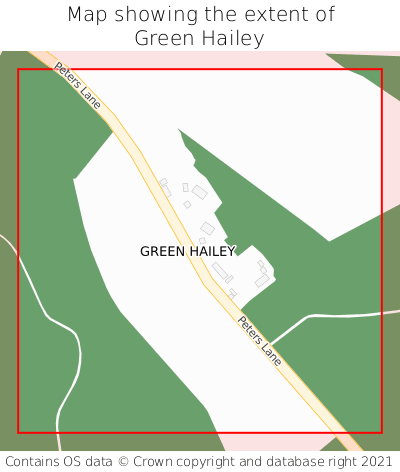 Map showing extent of Green Hailey as bounding box
