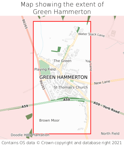 Map showing extent of Green Hammerton as bounding box