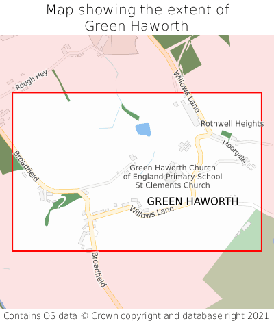 Map showing extent of Green Haworth as bounding box