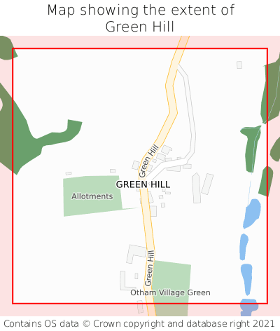 Map showing extent of Green Hill as bounding box