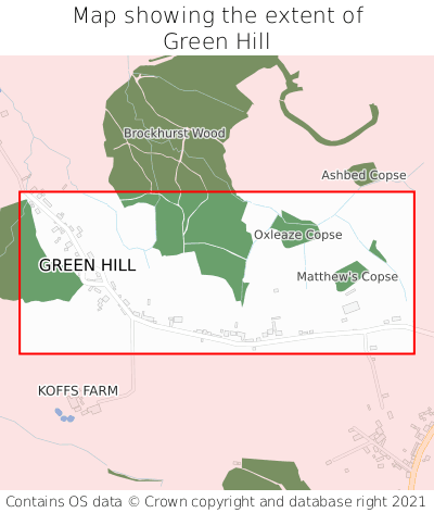 Map showing extent of Green Hill as bounding box